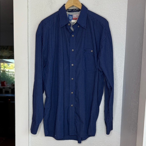 Geoffrey Strait Wrangler Blue Button Down Shirt Western Cowboy Cut size XL - Picture 1 of 5